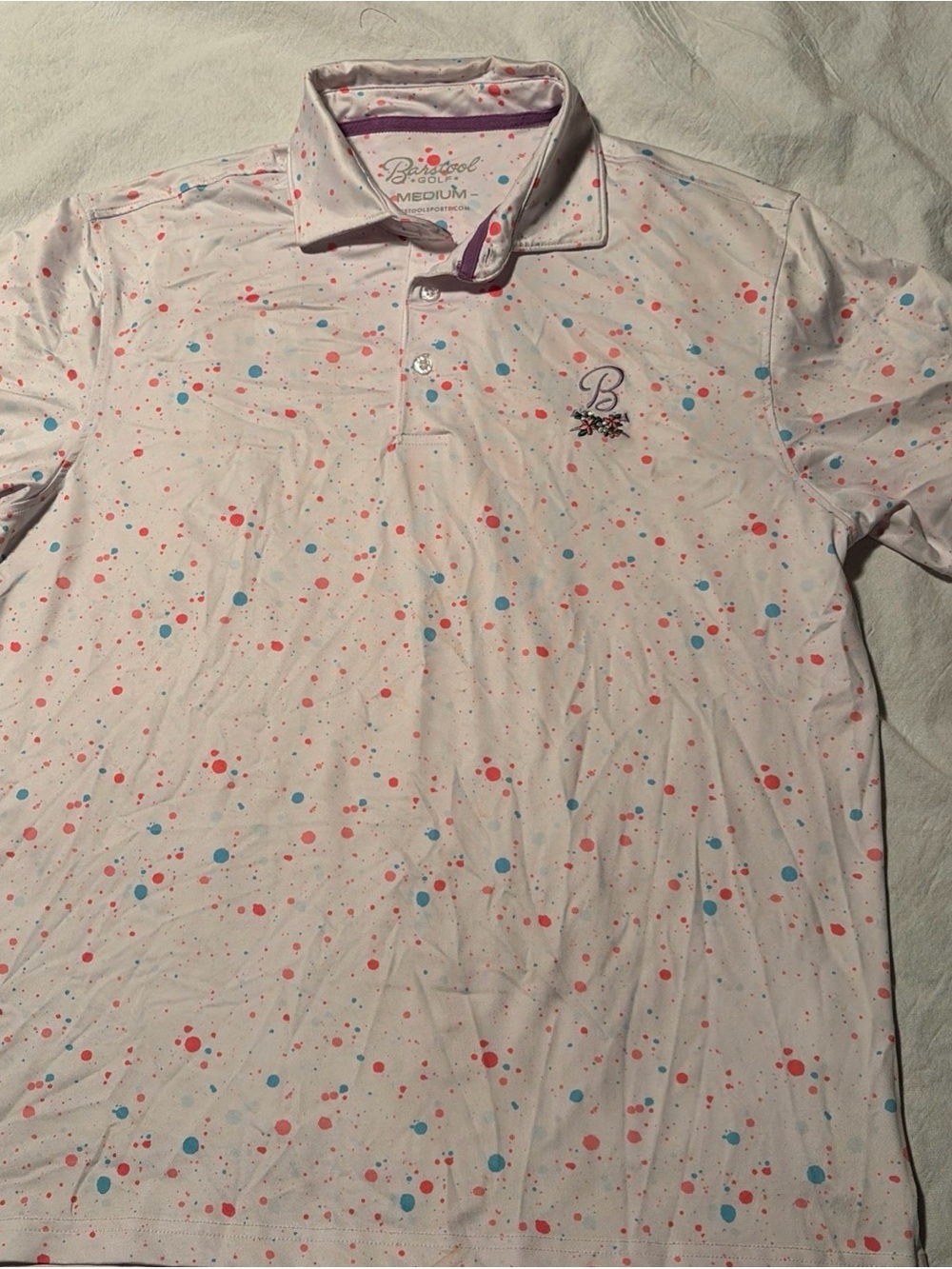 Barstool golf Masters Edition Paint Splatter Polo Mens Medium